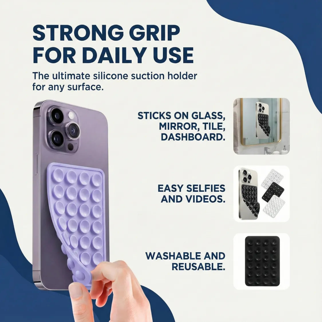 Suction Phone Holder Mount – Silicone Grip, Mix Colors | Gambit Secondary image