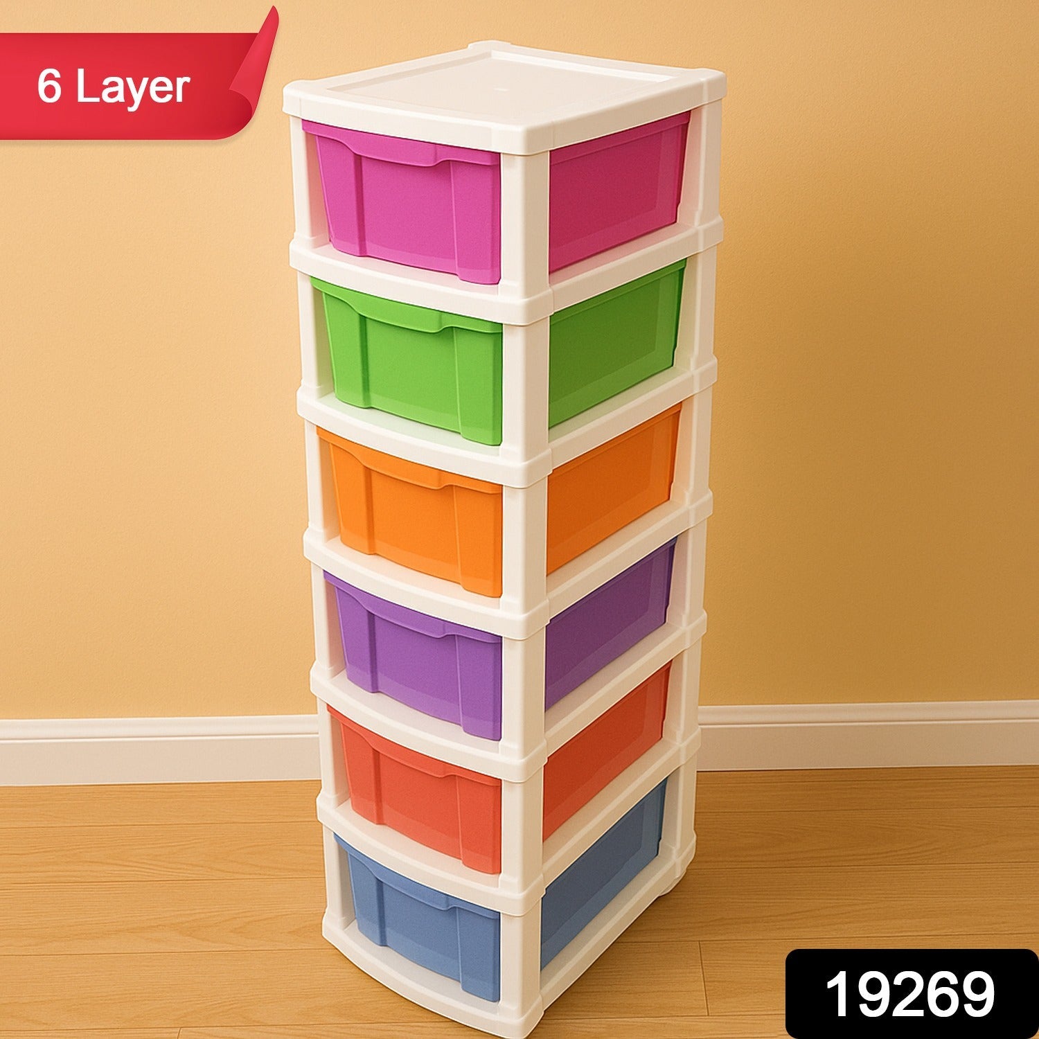 Plastic Storage Drawer Cabinet – 6-Layer Multi-Colored Organizer Secondary image
