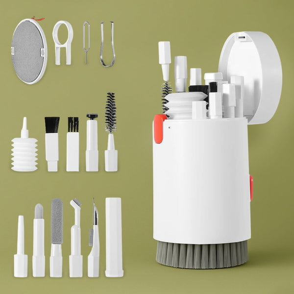 WipeTech 20-in-1 Electronics Cleaning Kit with all tools displayed.