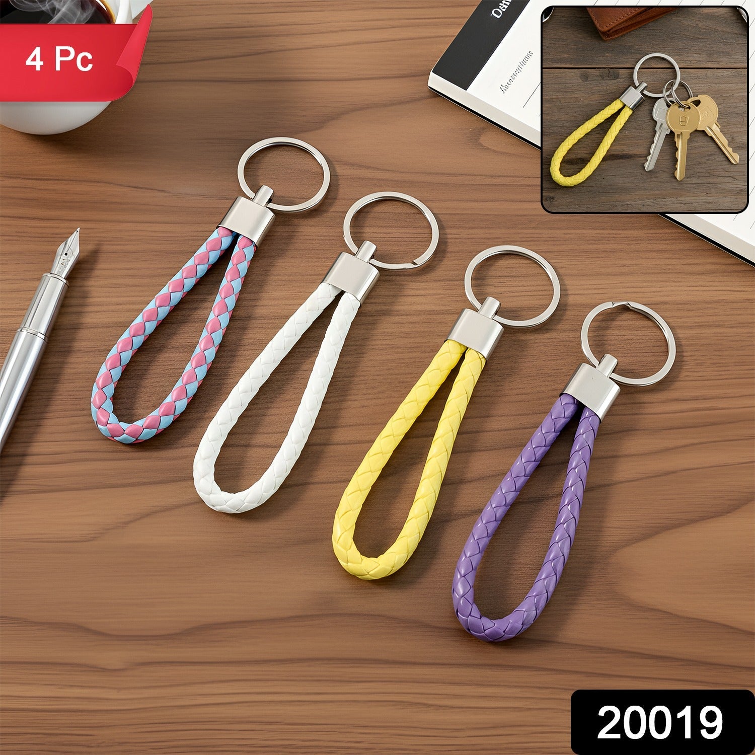 Braided Loop Keychain Set – 4-Piece Stylish Key Organizer for Daily Use Secondary image