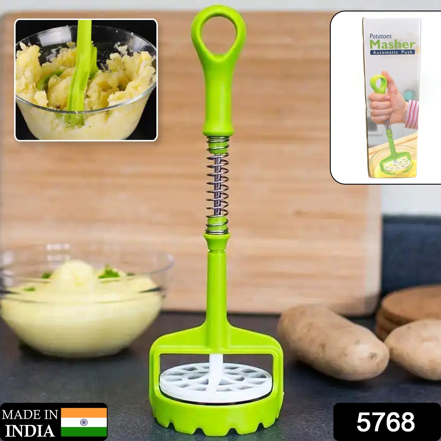 Potato Masher – One-Handed Spring Press with Comfort Grip | PillowTrek Secondary image