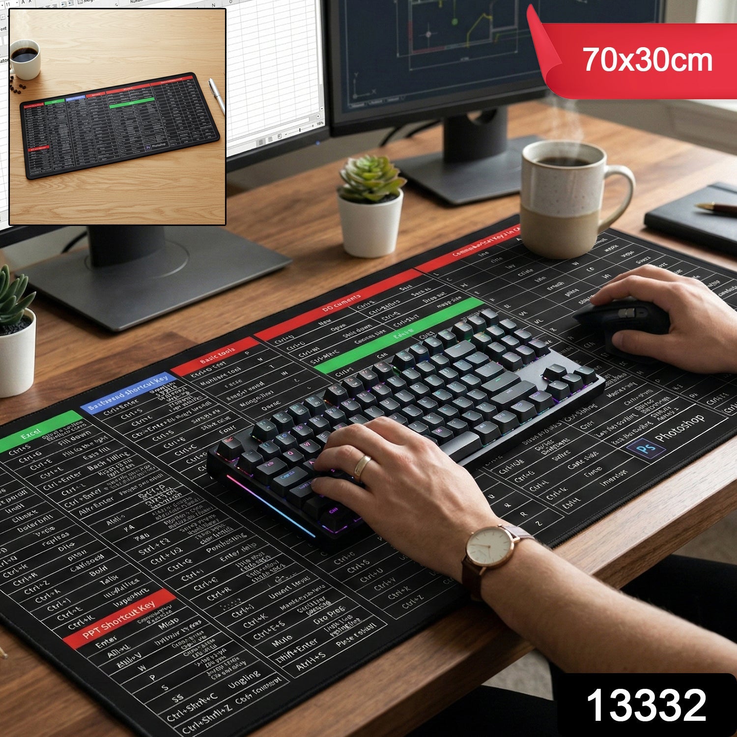 Shortcut Keyboard Mouse Pad – Large Extended Desk Mat for Efficiency Secondary image