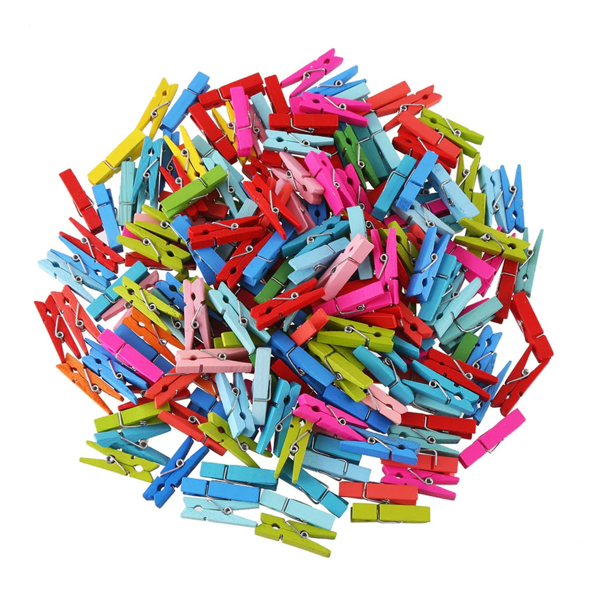 Pack of 50 small wooden cloth pegs, ideal for laundry and craft projects. Main image