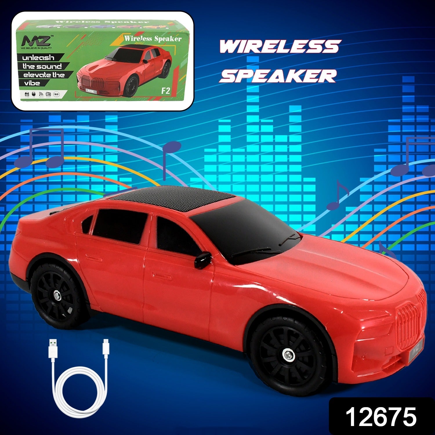 Car Shape Wireless Speaker – Portable Bluetooth FM Radio | Audila Secondary image