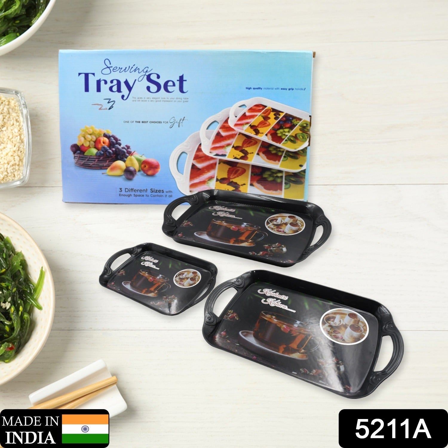 Serving Tray Set – Multicolor Mix Sizes, Lightweight & Stylish Secondary image