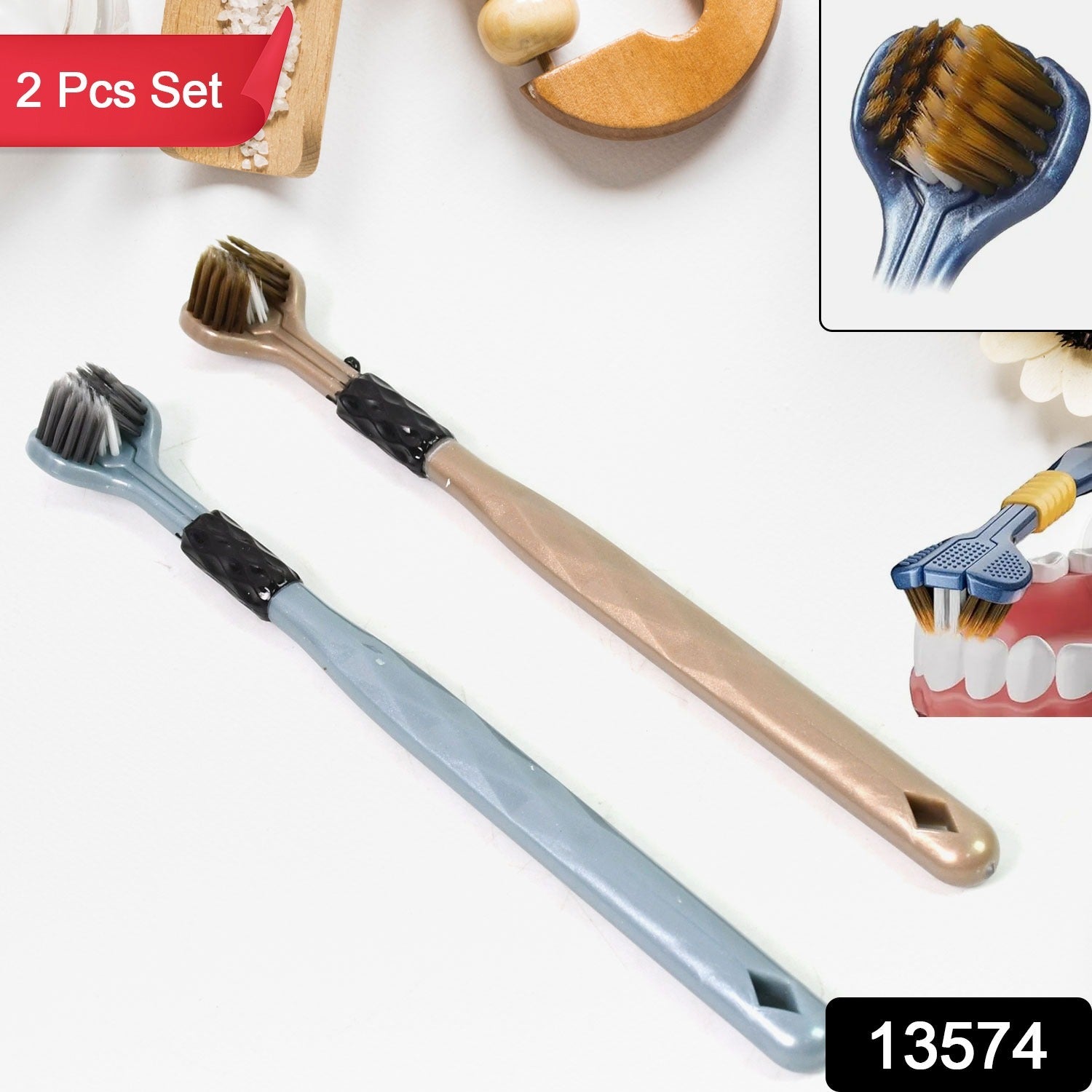3-Sided Toothbrush – Soft Bristle Set for Complete Oral Care | BrushedUp Secondary image