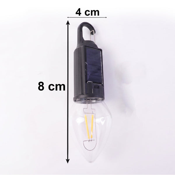 Solar rechargeable camping lantern on white background