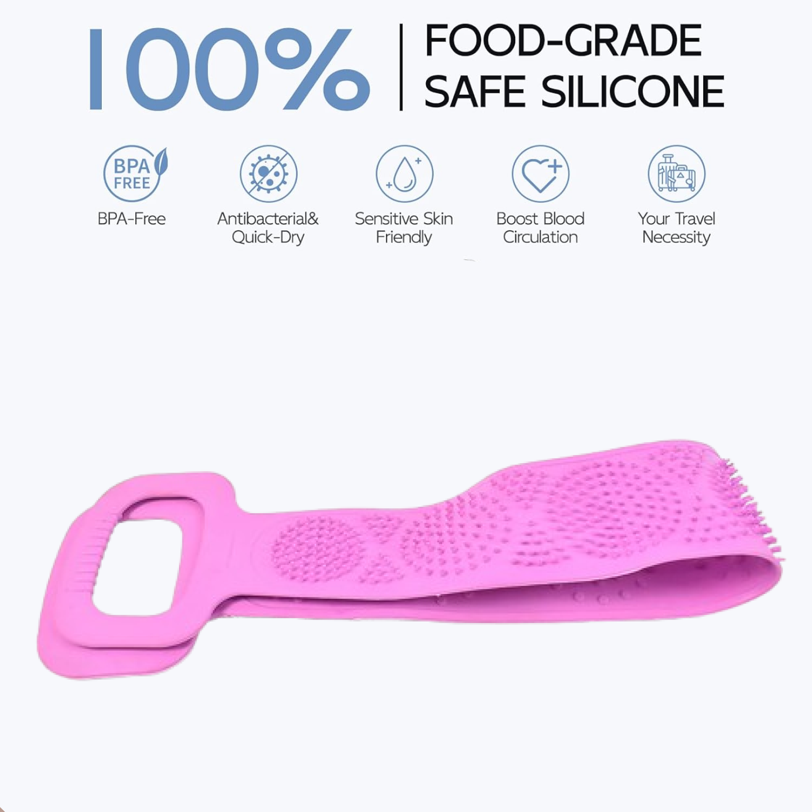 Silicone Body Back Scrubber – Deep Cleansing Bath Brush | VelvaBloom Secondary image