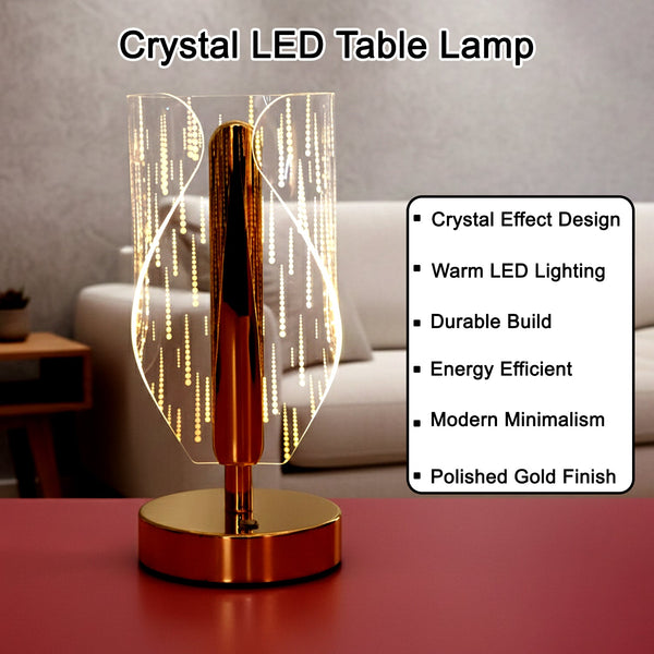 Crystal LED table lamp with acrylic body and stable base design