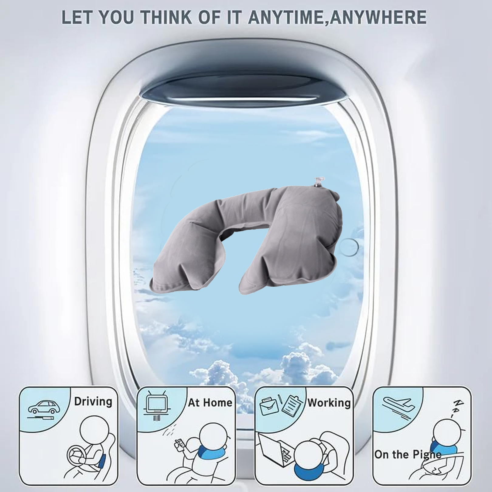 Inflatable U-Shape Travel Pillow – Portable Neck Support Secondary image