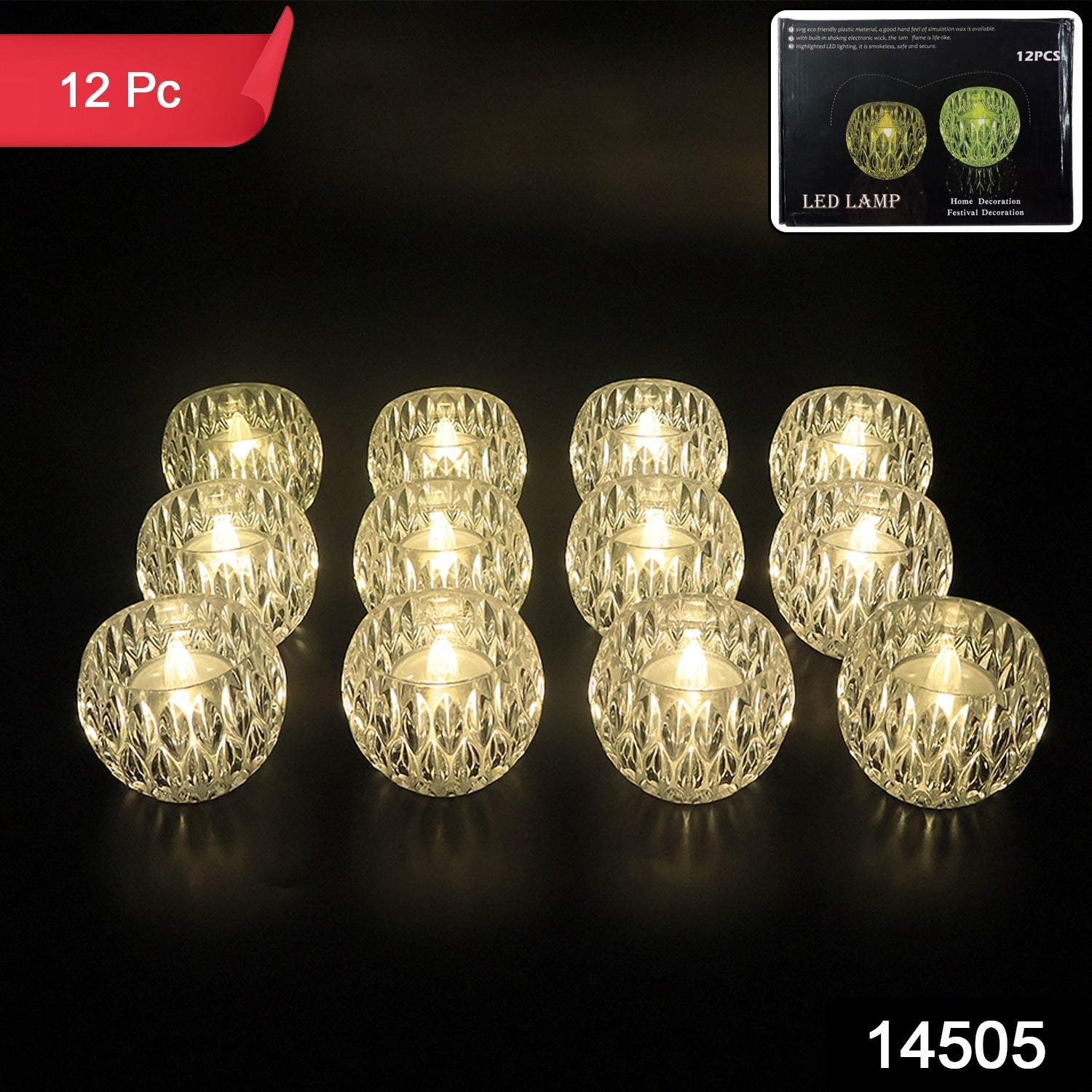 Crystal Style LED Decorative Lamps – Set of 12 Flameless Candles Secondary image