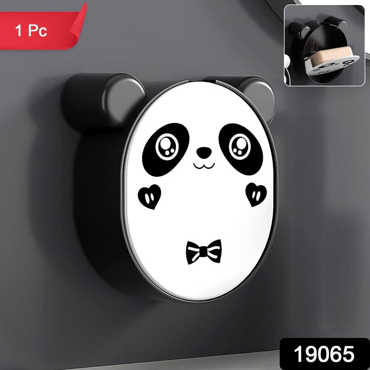 Wall-mounted Panda Soap Box with flip-top lid in bathroom Main image
