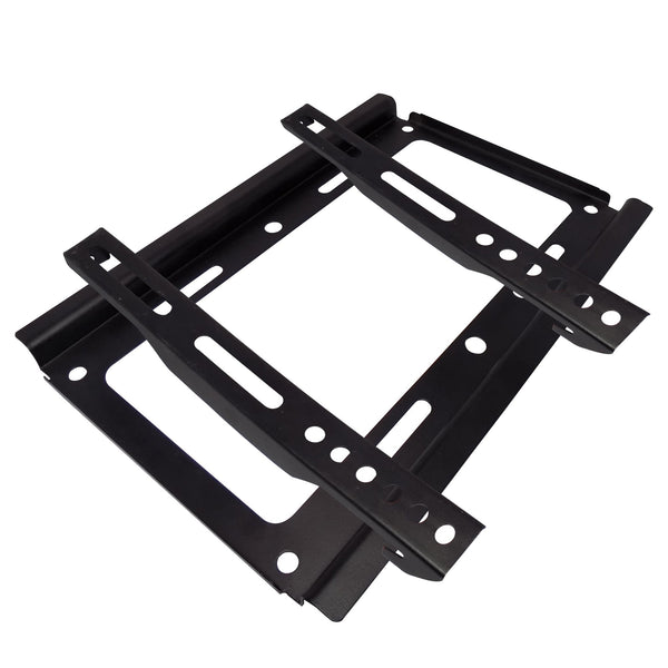 Front view of the universal TV wall mount with mounting hardware.