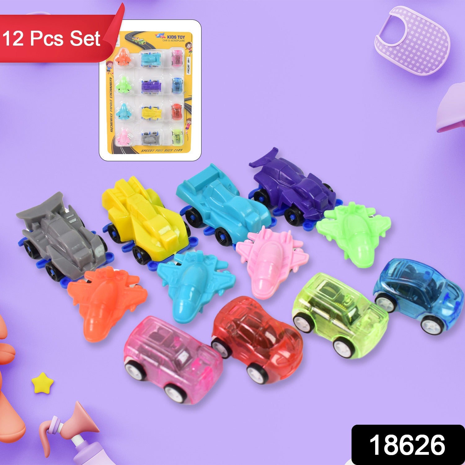 Pull Back Car Set – 12 Mini Vehicle Toys for Kids | Aditi Secondary image