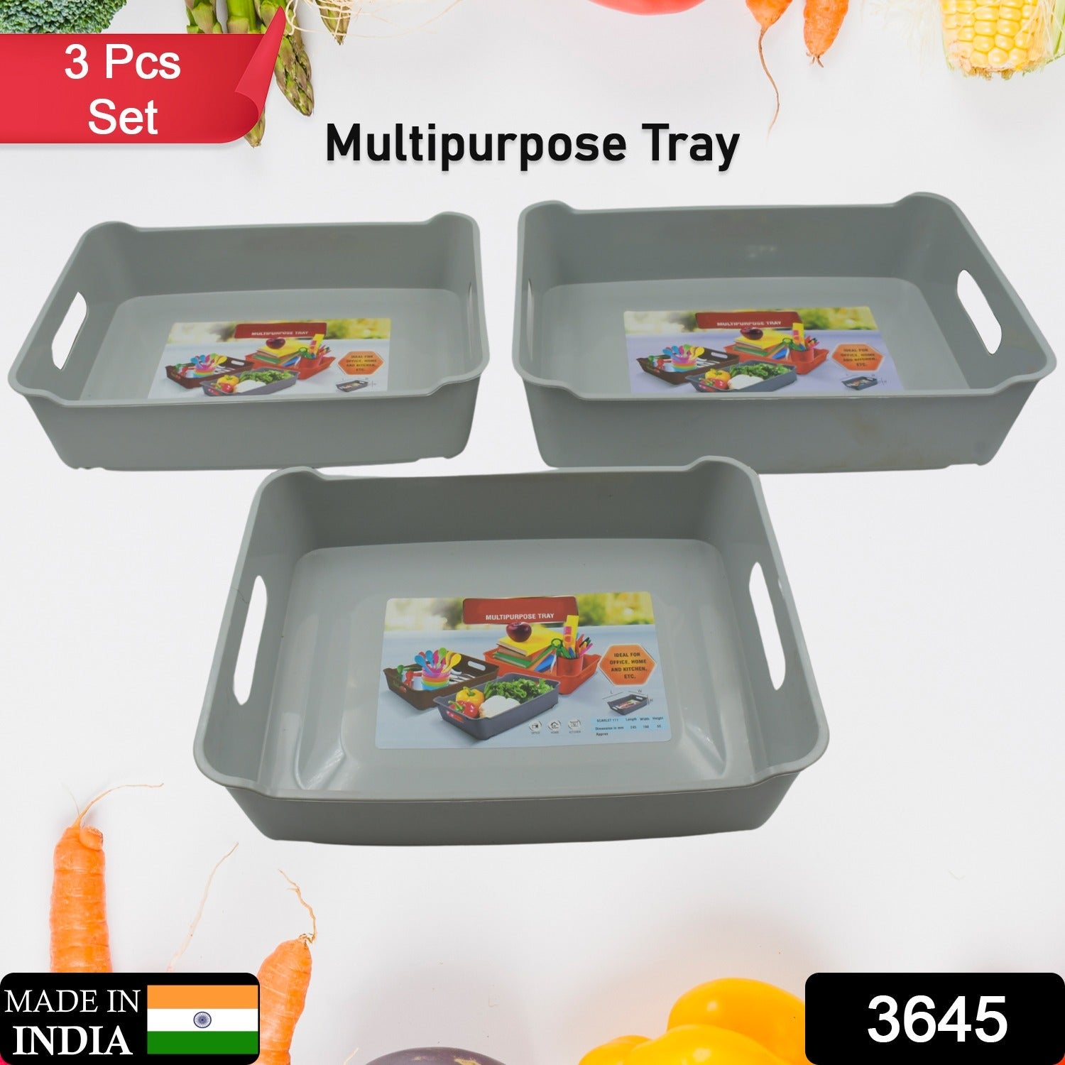 Plastic Storage Tray Set of 3 – Multi-Purpose Organizer | Organivo Secondary image