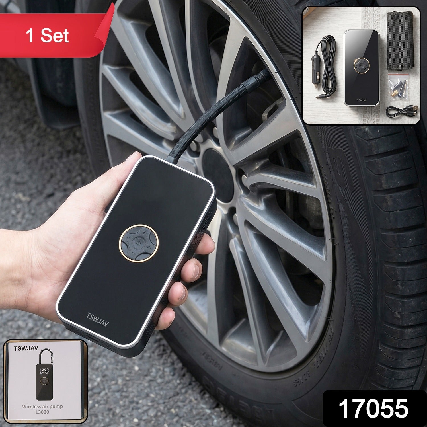 Portable Electric Car Tyre Pump – Wireless & Rechargeable for Easy Inflation Secondary image