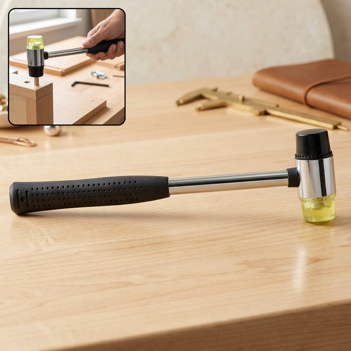Double head rubber mallet with steel handle for DIY & home repairs Main image