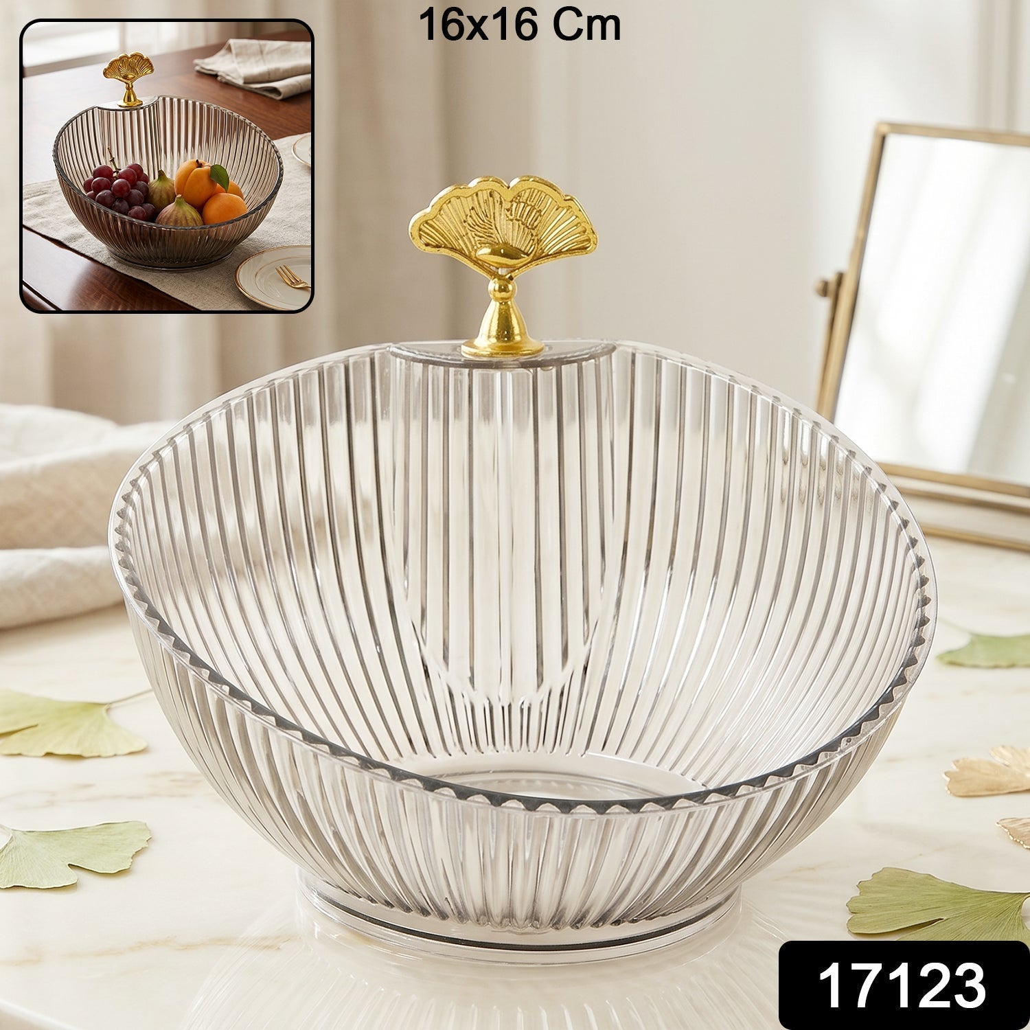 Decorative Plastic Fruit Bowl – Elegant Gold Accent for Dining Secondary image