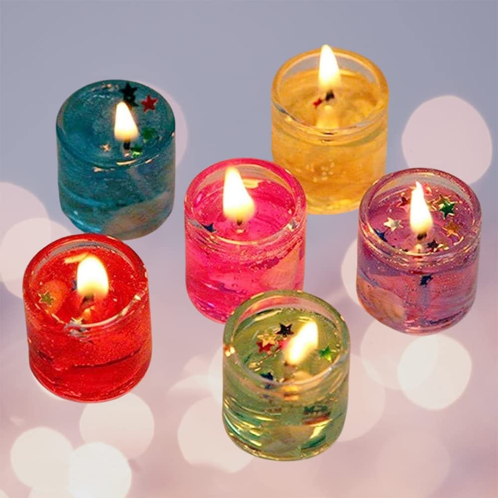 Little Big Cute Romantic Glass Jelly Gel Candles Decor Gel Wax Party Tealight Candles (6) Main image