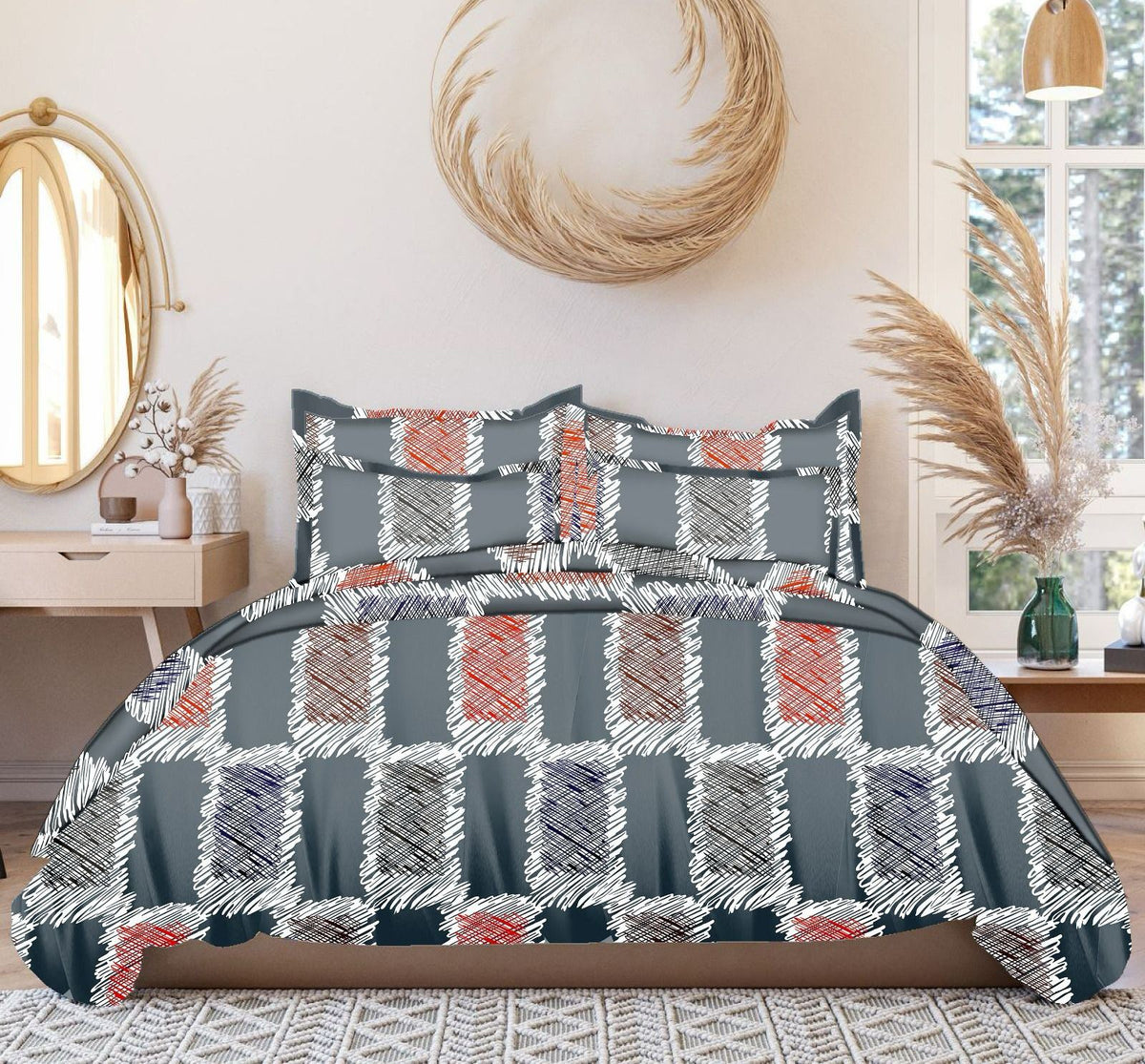 innovative edge Summer Bedsheets for Double Bed, Elastic Fitted Bedsheet, Summer Bedsheets Queen Size 78x72, 210TC, Grey Bedsheet Main image