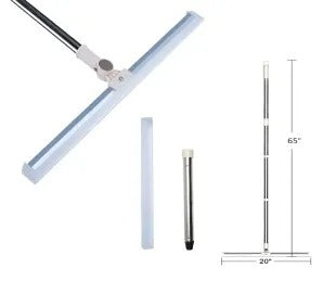 Floor Squeegee 20 inch Silicone Long Handle of 65" for Window Cleaning Shower Squeegee Scrubber Combi with Pole Extendable Telescopic Adjustable Stainless Glass Squeegee Bathroom Shower Main image