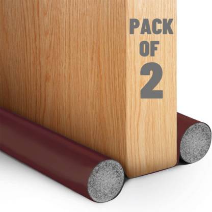 Door Protector- Door Draft Fabric Cover Guard Door Gap Sealer Protector Door Mounted Door Stopper Door Mounted Door Stopper Sound-Proof Reduce Noise Waterproof - Brown (Pack of 2) Main image