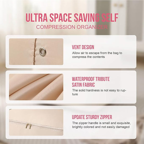Space Saving Self Compression Organizer, Packing Cubes, Waterproof & Moisture-Proof (Pack of 1)