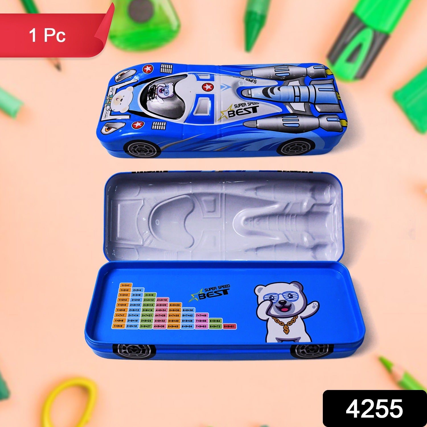 Car Shape Compass Box – Metal Pencil Case for Kids | Secondary image