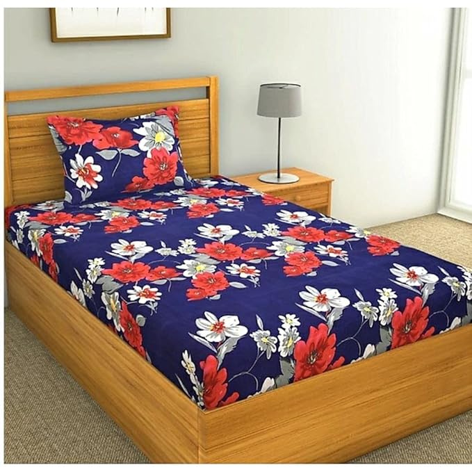 Polycotton 3rd Print Bedsheet with 1 Pillow Cover for Single Bed Main image