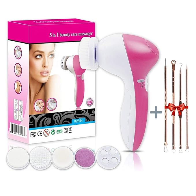 Facial Cleansing Brush 5 in 1 Portable Electric Facial Massager with 5 Spin Brush Heads for Acne, Blackheads, Dead Skin and All Skin Care and Acne Tool Main image