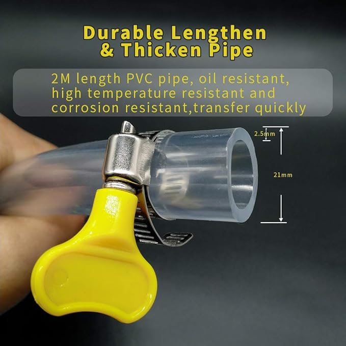 Oil Transfer Pump, Fuel Transfer Pump Kit, High Flow Siphon Hand Oil Pump, Portable Manual Car Fuel Pump for Petrol Diesel Oil Liquid Water Fish Tank with 2M Siphon Hose Secondary image