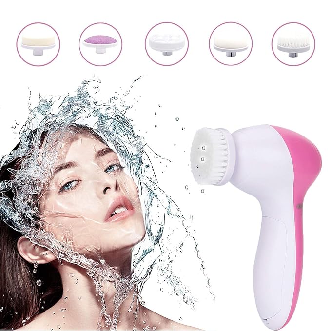 Facial Cleansing Brush 5 in 1 Portable Electric Facial Massager with 5 Spin Brush Heads for Acne, Blackheads, Dead Skin and All Skin Care and Acne Tool Secondary image