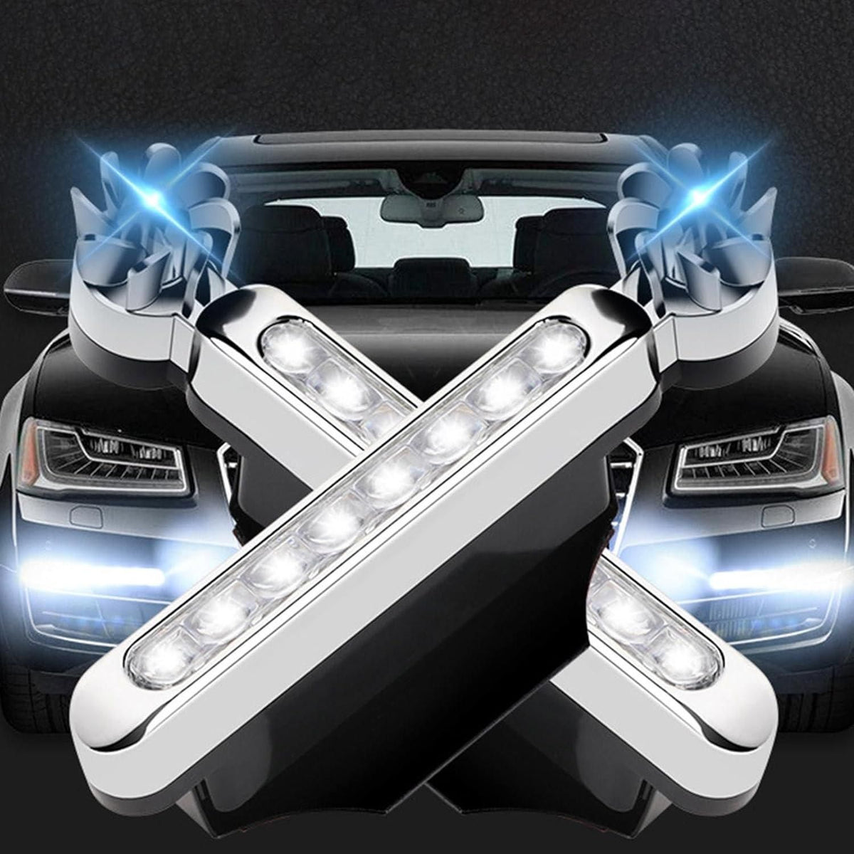 2 Pieces Car Wind Powered Light Abs Daytime Running Light for Cars Auto White Main image