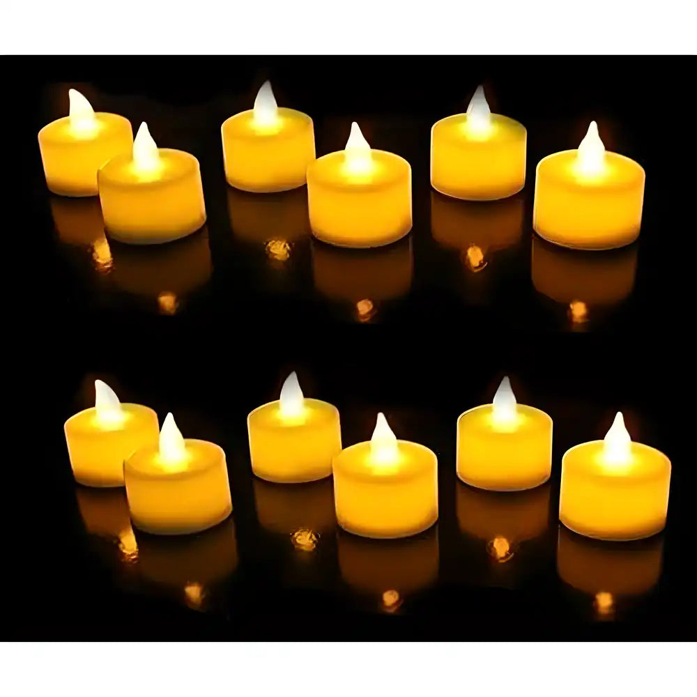(Pack of 6 Pieces) Led Tea Light Candle for Home Decoration, Yellow Led Diya for Eco-Friendly Diwali Decorations Main image
