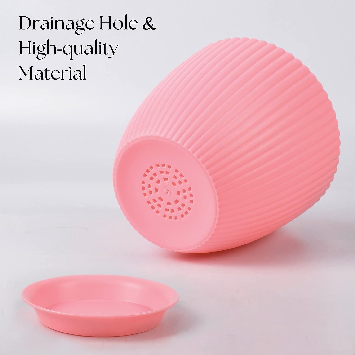 Plastic Round Flower Pot Drainage Holes and Tray Indoor Outdoor Plant Secondary image
