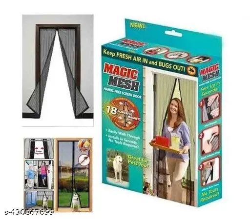 Polyester Magnetic Mosquito Net for Door | Mosquito Curtain for All Door Types & Sizes | Auto-Closing Insect Screen to Keep Mosquito Out Main image