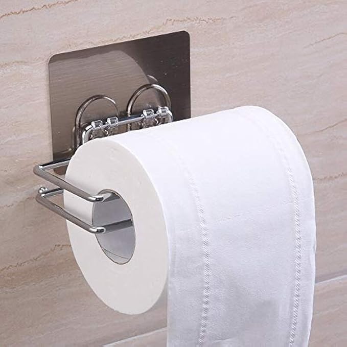 Stainless Steel No Drill Self Adhesive Toilet Paper Holder/Tissue Paper Roll Holder/Bathroom Rack for Kitchen/Towel Holder Main image