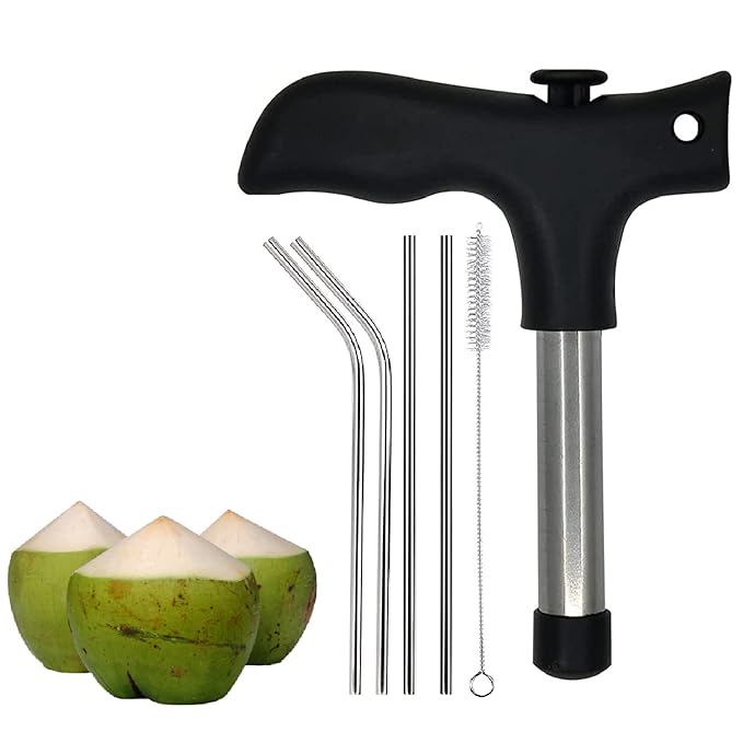 Premium Coconut Opener Stainless Steel Drill Cutter with Cleaner Stick Coconut Tool (Coconut Opener with Straw) Main image