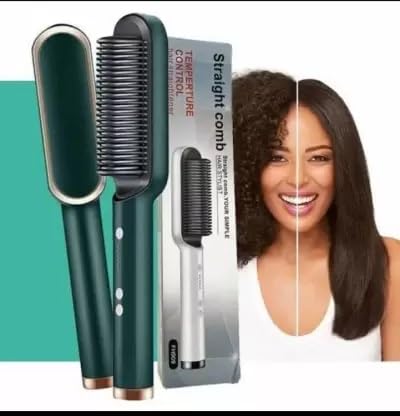 Hair Straightener brush for Women & Men, Hair Styler, Straightener Machine Brush/PTC Heating Electric Straightener with 5 Temperature Control (Multi colour) Main image