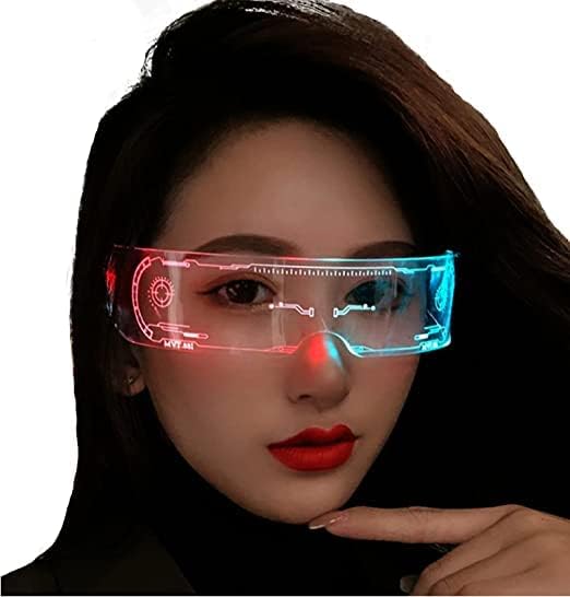 Led Glasses 7 Colors & 5 Modes, Rectangular, Retro, Multicolour (7 colors), Luminous Glasses for Halloween Cosplay Party Bar Main image