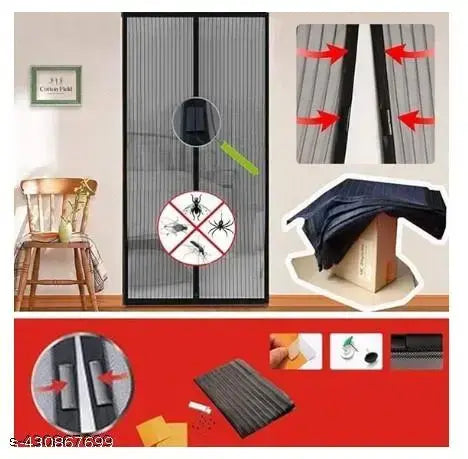 Polyester Magnetic Mosquito Net for Door | Mosquito Curtain for All Door Types & Sizes | Auto-Closing Insect Screen to Keep Mosquito Out Secondary image