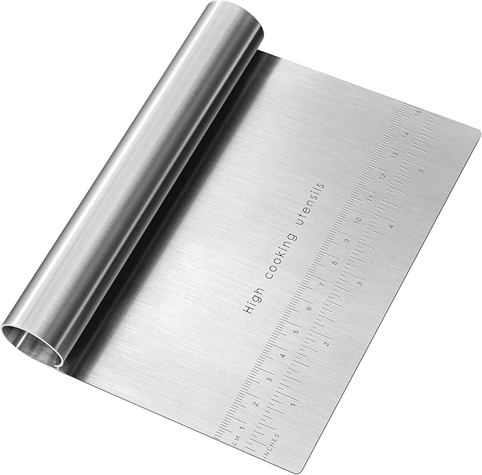 Pro Dough - Pastry Scraper, Cutter, Chopper, Stainless Steel, Polished with Measuring Scale, Multi-Purpose Main image