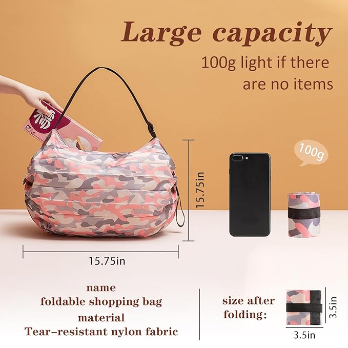 Foldable Shopping Bag Portable Large Capacity Reusable Grocery Bag Daily Commuting Picnic Camping Storage Bag Secondary image