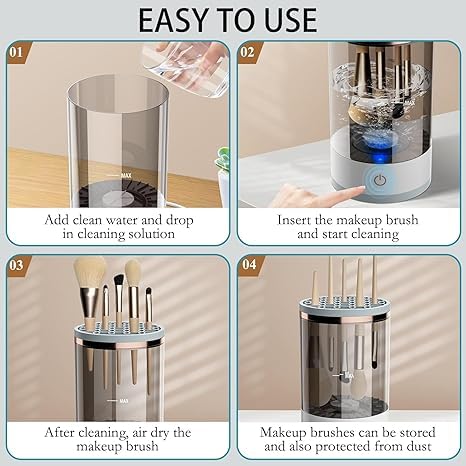 Electric Cosmetic Makeup Brush Cleaning Tool, Makeup Brush Cleaner and Dryer Machine, One-Button Operation Secondary image