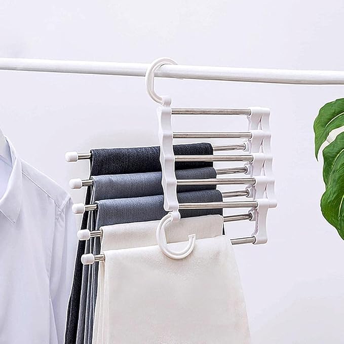 5 in 1 Hanger, Clothes Hanging Stainless Steel, Folding, Closet Organizer Pack of 2 Main image