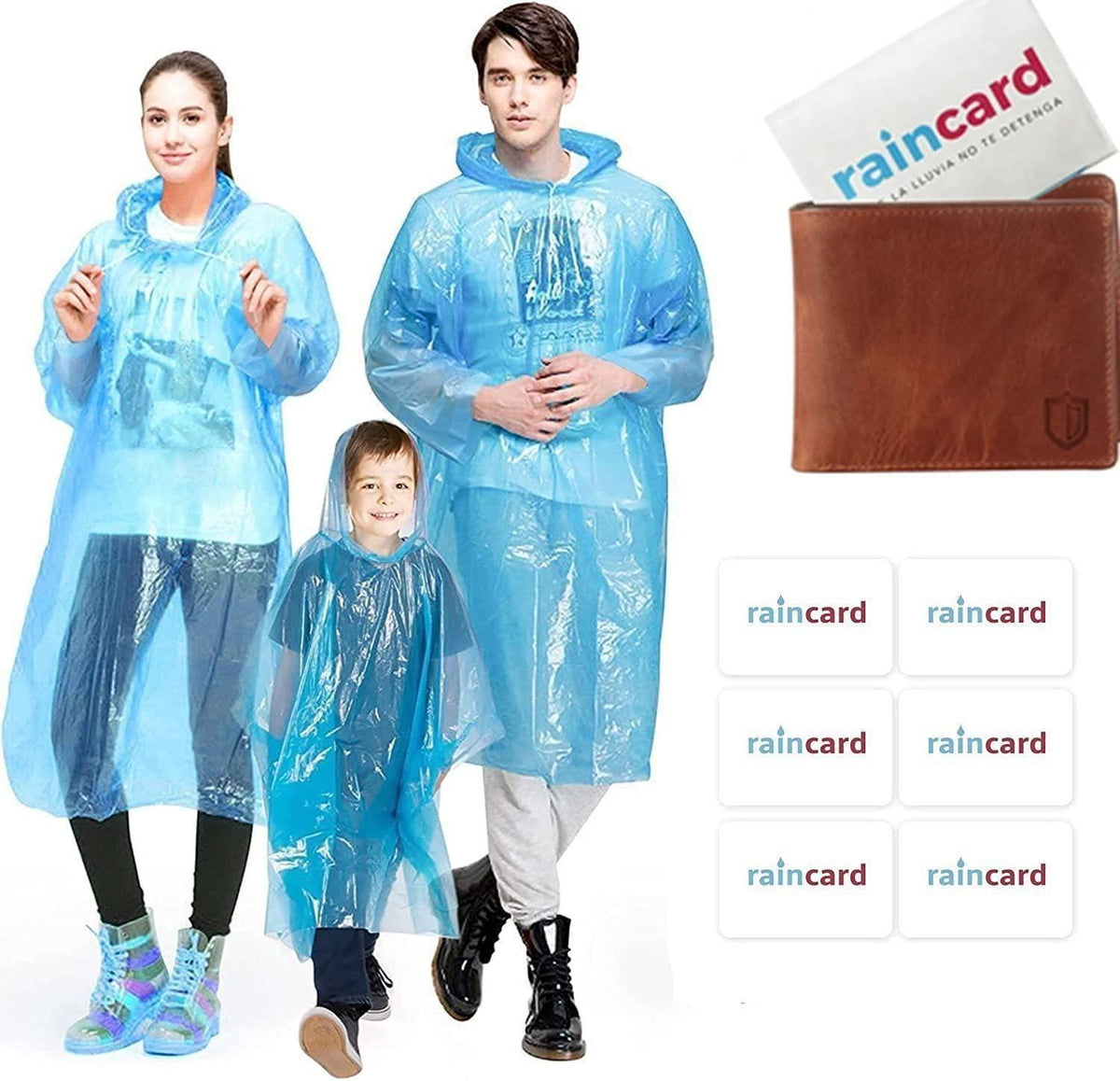 FULLY Reusable Wallet Rain Card Rain Coat for Adults (Set of 10) Multicolour Main image