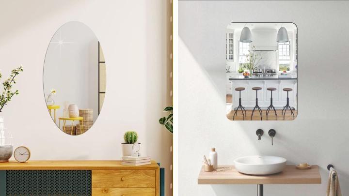 Combo of Oval Shape & Square Shape Mirror (Pack of 1) Main image