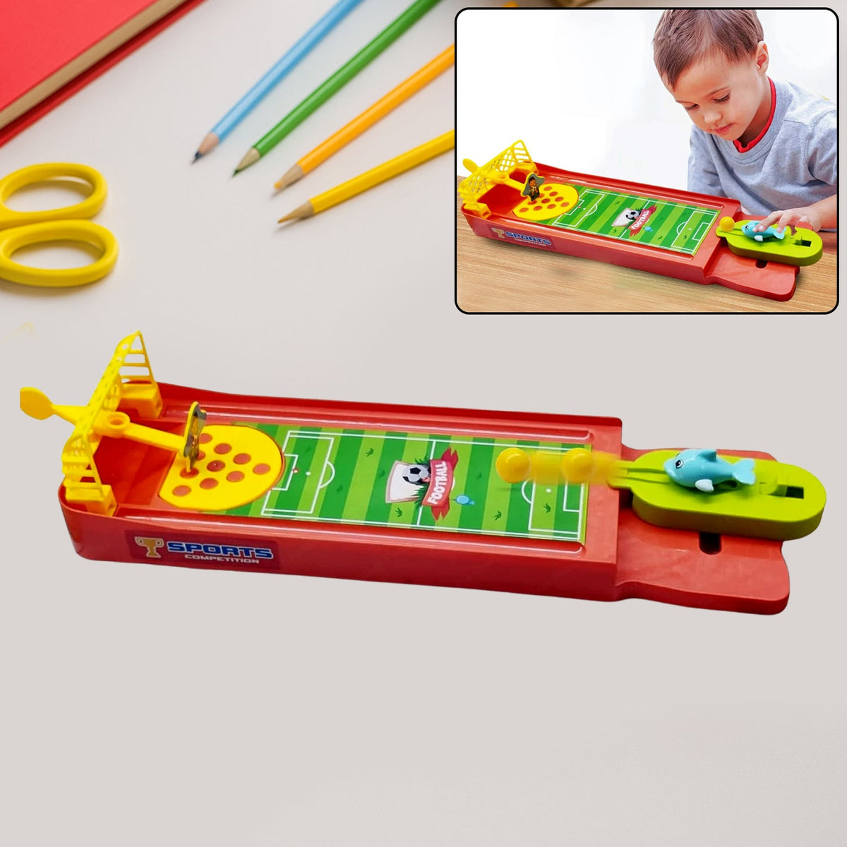 A vibrant Finger Football Game set on a tabletop, ready for exciting play. Main image