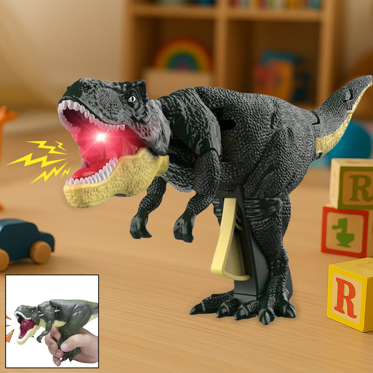 Dinosaur Roaring Toy with sound and light features, ready for play. Main image
