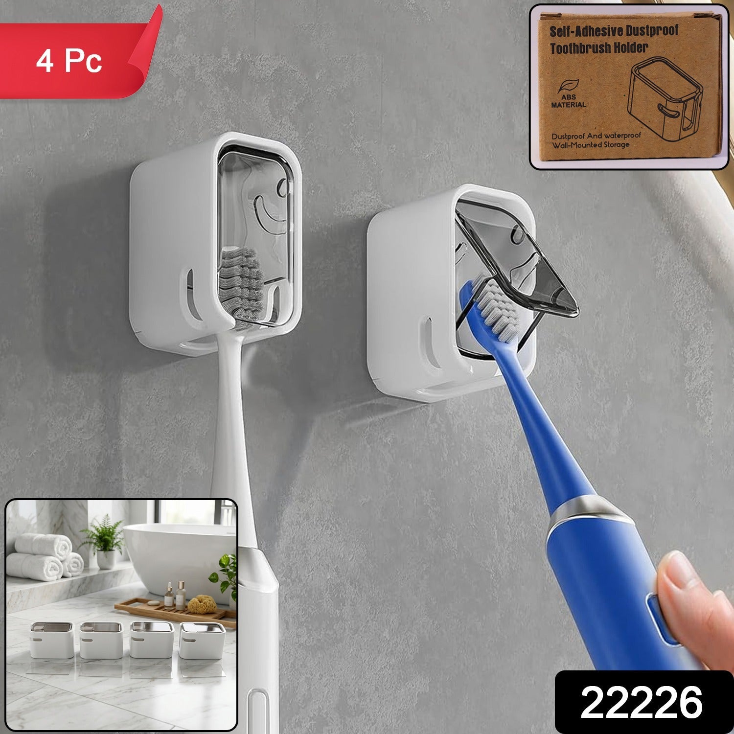 Self Adhesive Dustproof Toothbrush Holder – Space-saving Wall Mount Secondary image